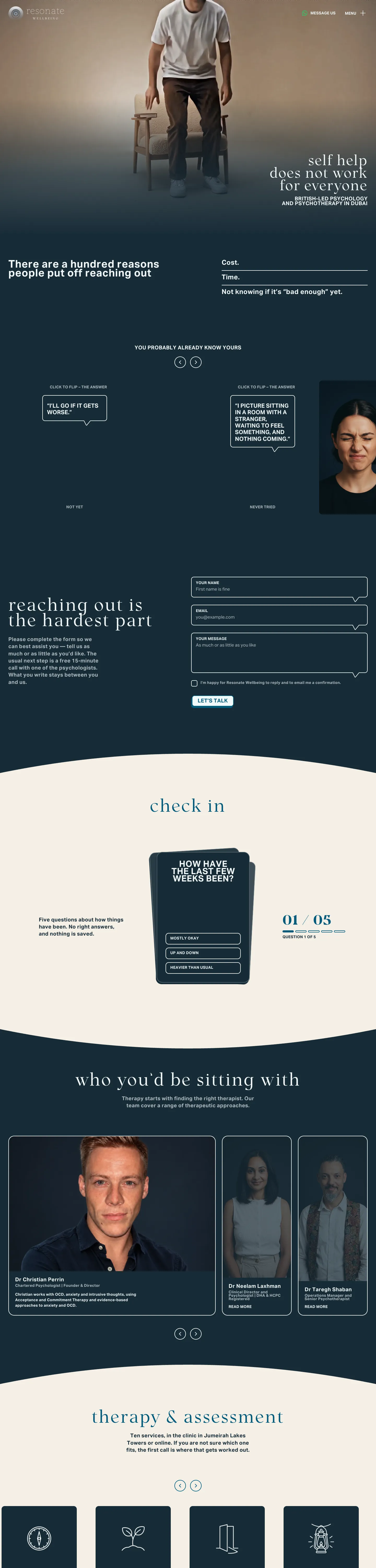 The Resonate Wellbeing homepage on a desktop