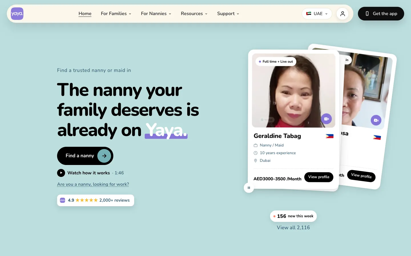 The Yaya Middle East website on a desktop screen
